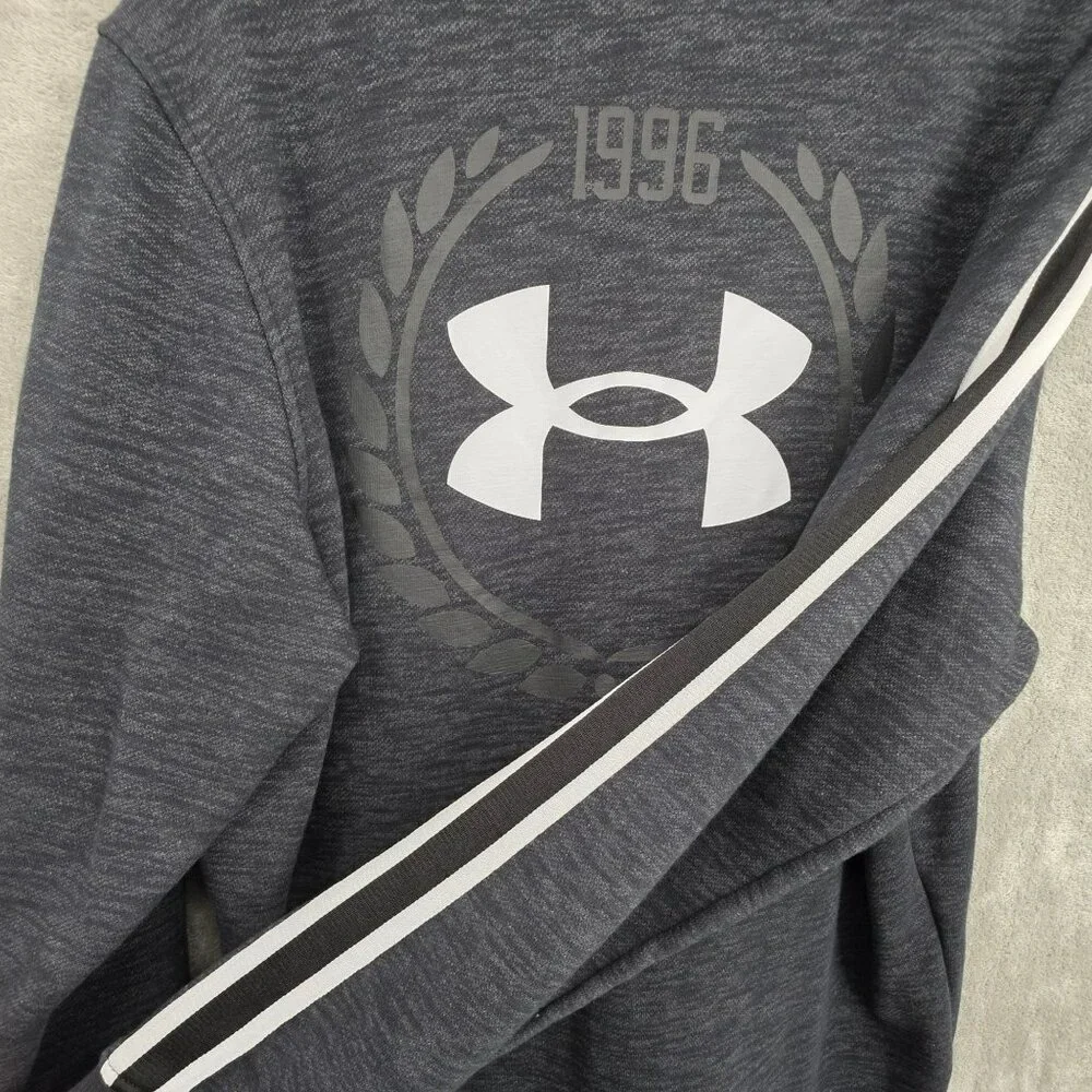 Under Armour Mens M Essential Fleece Heritage Crew Sweatshirt Grey Black 1996 UA